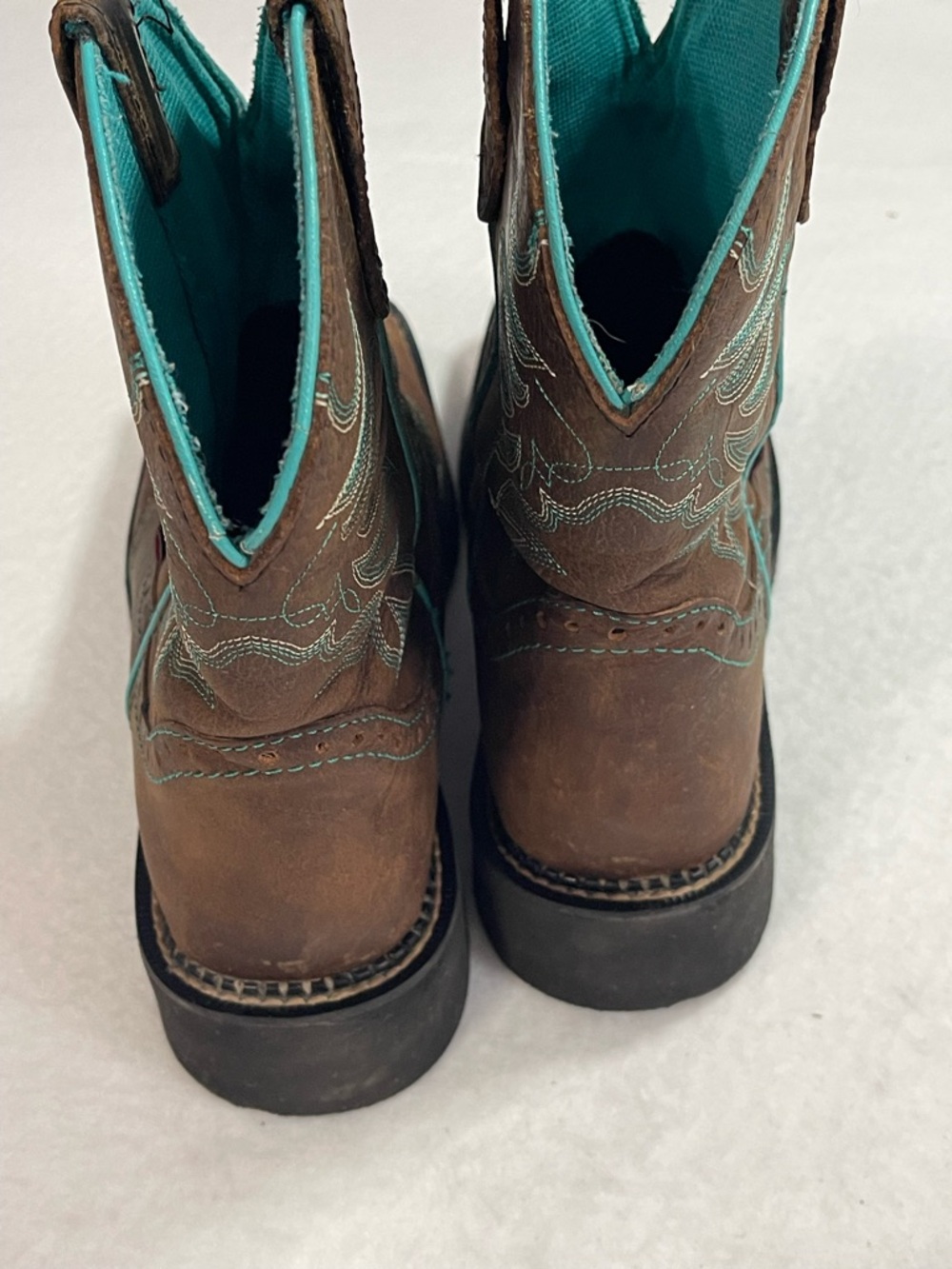 Justin Mandra Chocolate Western square Boots L9624 Leather 9.5B - Picture 7 of 14
